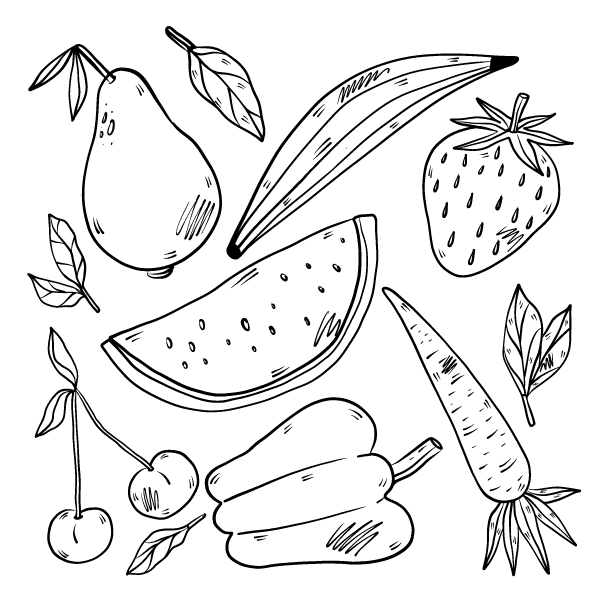 طرح میوه برای رنگ آمیزی
