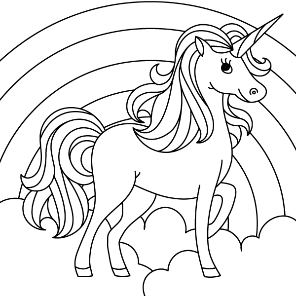طرح اسب تکشاخ برای رنگ آمیزی